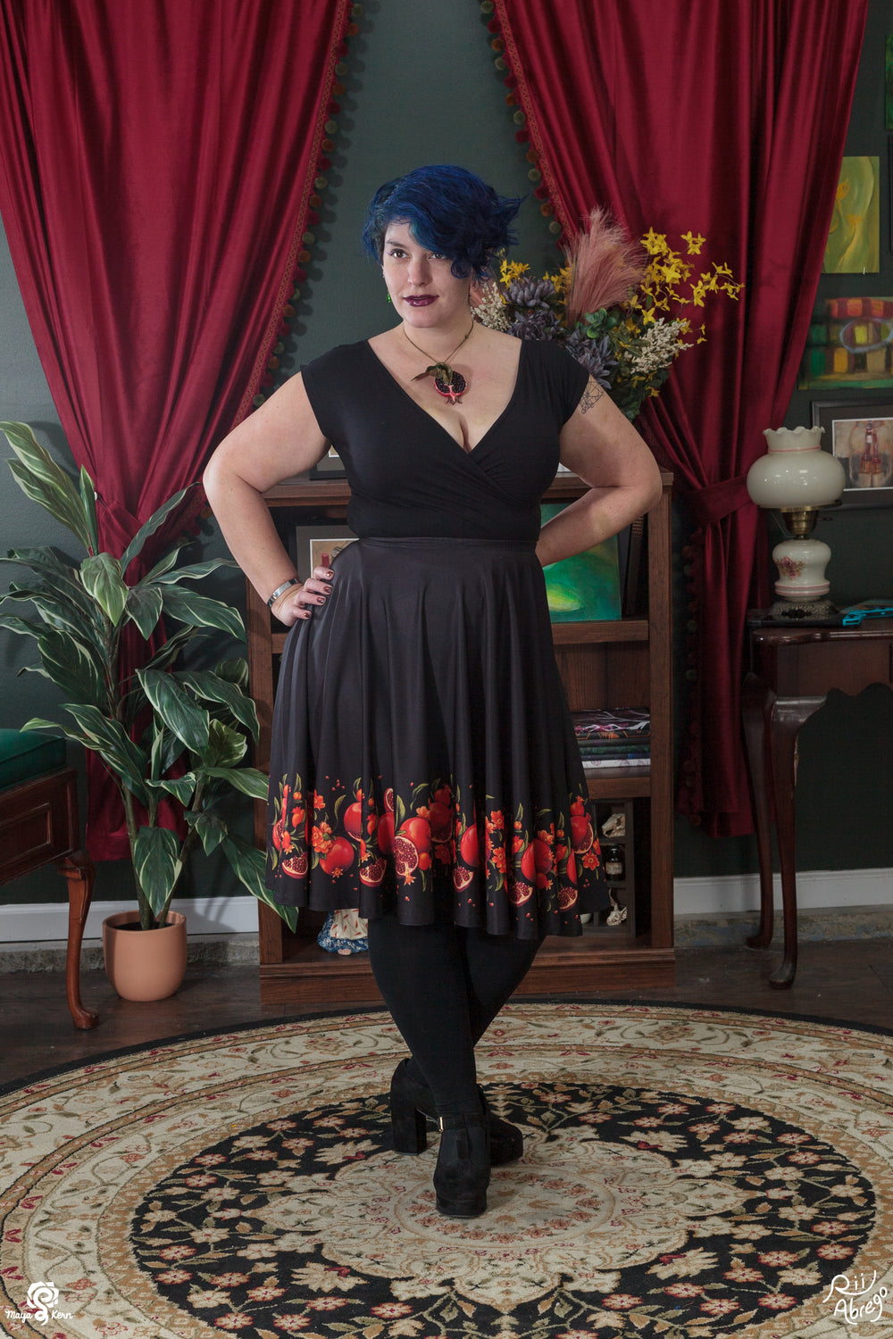 COLLAB: Rii Abrego Pomegranate Midi Skirt